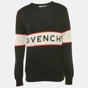 Givenchy Black Logo Intarsia Rib Knit Sweater L